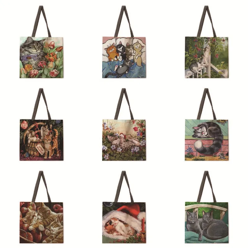 Country Style Ladies Reusable Shopping Tote Bag Single Shoulder Handbag Polyester Medium Size Women's Bag Eco-Friendly