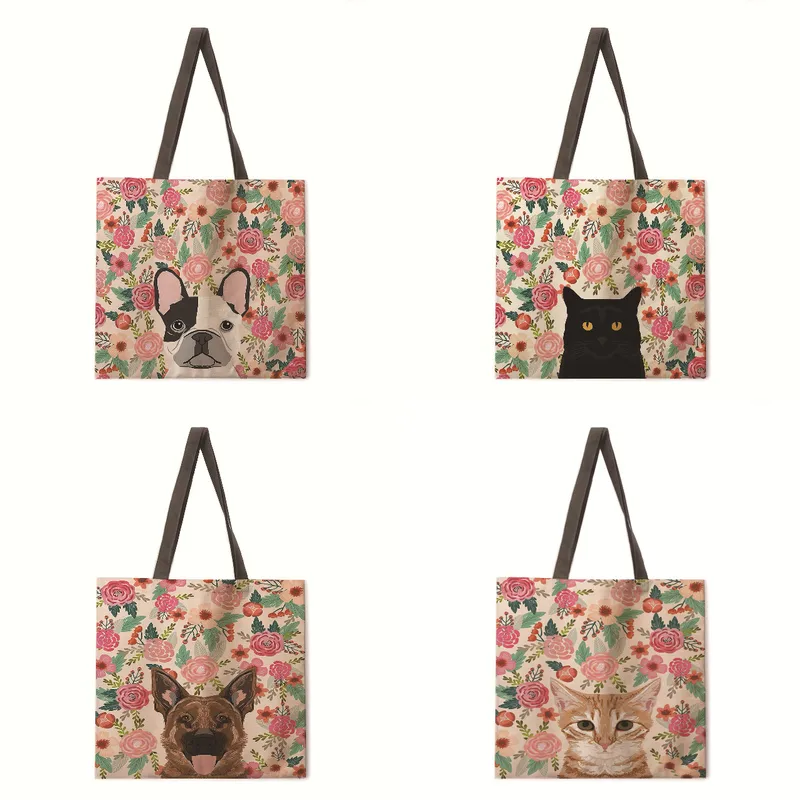 Floral Angel Ladies Tote Bag Reusable Shopping Shoulder Handbag Polyester Medium Size Women's Bag Eco-Friendly Handbag