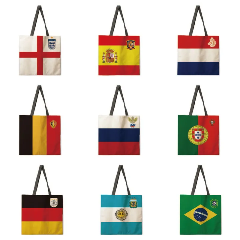 Ladies Football National Team Reusable Shopping Tote Bag Shoulder Handbag Polyester Medium Size Fashionable Eco-friendly