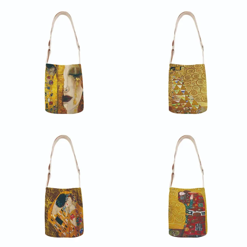 Classic Canvas Shoulder Bag Mini Casual Women's Crossbody Bag Small Diagonal Bag Printed Oil Painting Tote Bag For Hiking