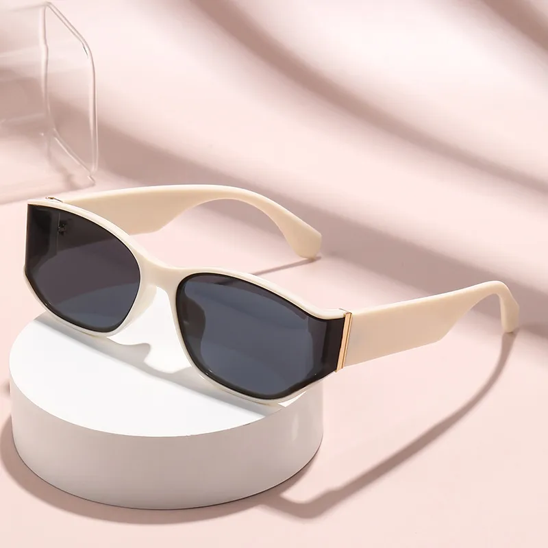 Retro High-End Cat Eye Sunglasses UV Protection Round Face Suitable Fashionable Travel Driving Unisex Square Frame Sun Glasses