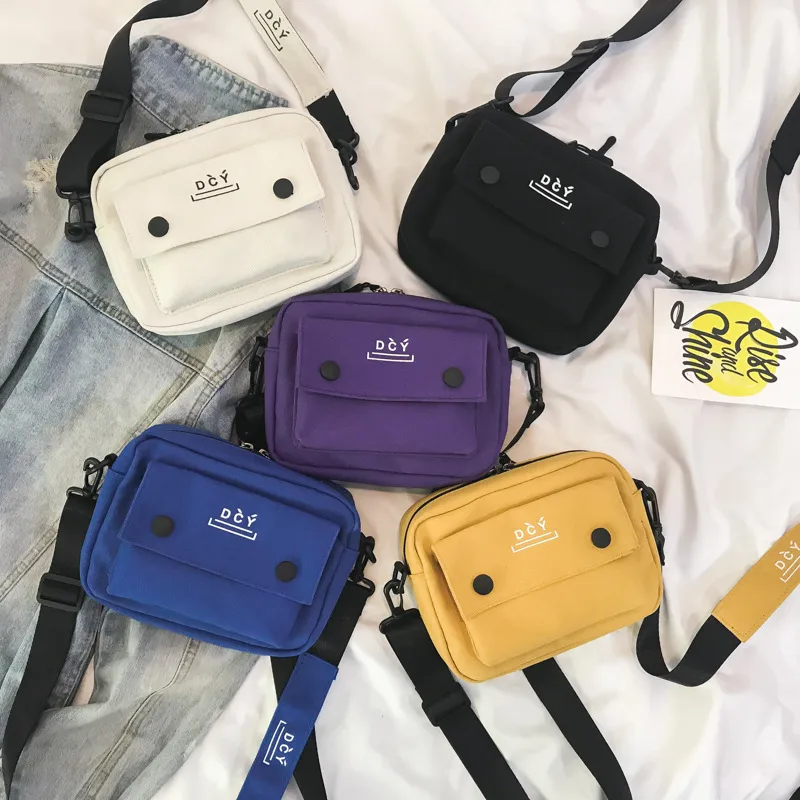 New Style Canvas Student Bag Women's Crossbody Shoulder Bag Simple Quality Fresh Sweet Fashion Small Bags Leisure Travel