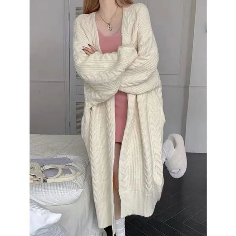 Universal Long Knitted Cardigan Women's Loose Slim Jacket Knee-Length Spring And Autumn New Casual And Comfortable