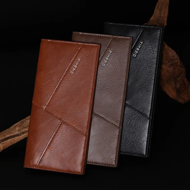 Men's Retro Long Slim Wallet Large Capacity Fashion Polyester Lining Material PU Leather Ultra Light Multifunctional Suit Bag