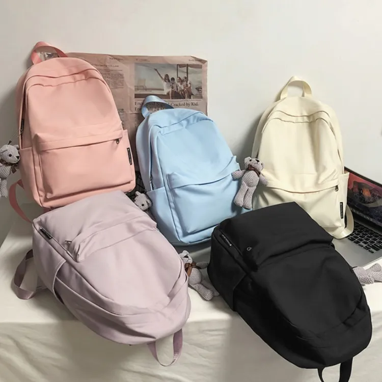 New Style Large Capacity Solid Color Unisex Backpack Suitable For Couples Junior And Senior High School Students Leisure Travel Nylon Material Breathable