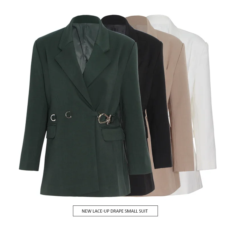 Fashion French Style Retro Easy Matching Baggy Coat Solid Color Buttons Detail Women's Fashion Long Sleeve Slim Fit Style Trueran