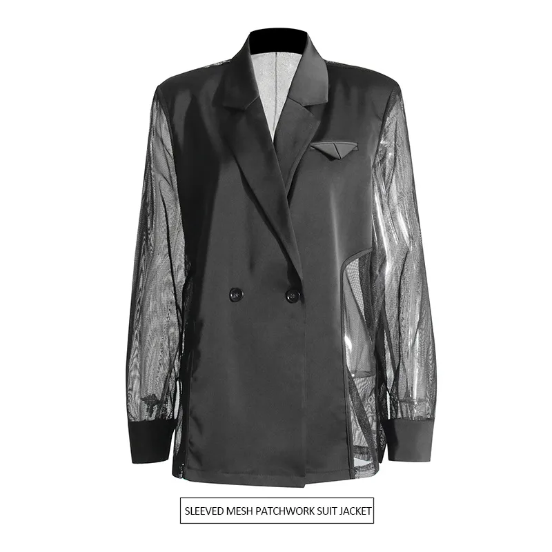 Australian Style Loose Fit Business Suit Jacket Long Sleeve Personality Splicing Design Summer New High-End Feelings Outerwear
