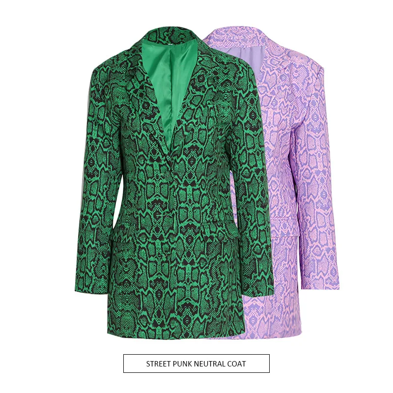 Fashionable Retro Printed Long Sleeve Loose Fit Ladies' Suit Jacket Polyester Blend Medium Length Cotton Polyester Fabric