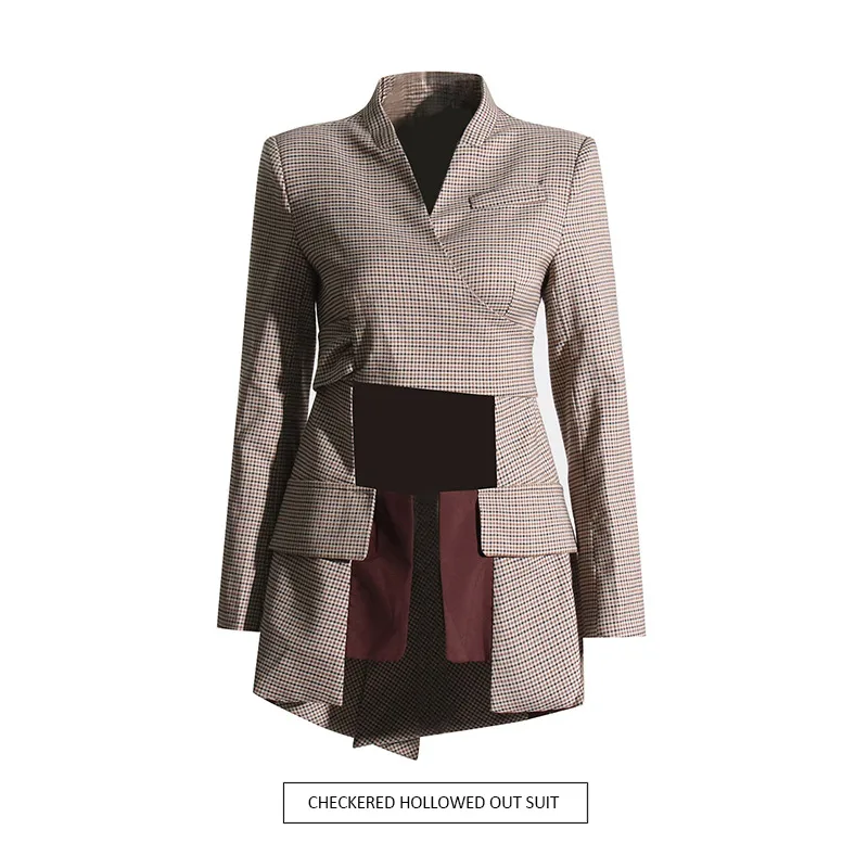 Elegant Slim-Fit Bow Vest Women's Fashion Stitching Suit Jacket V-neck Long Sleeve Commuter Style