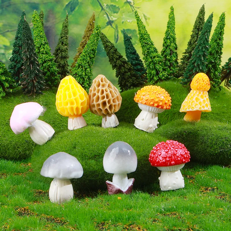 Colorful Mushroom Hard Resin Garden Landscape Decorations DIY Craft Plastic Bonsai Decoration Accessories Creative Gift