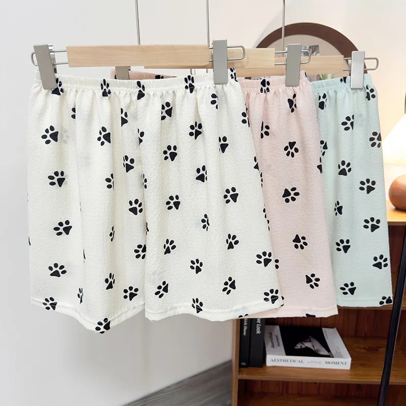 Suitable For Summer Cartoon Dog's Paw Shorts Women's Loose Lightweight Breathable Pajamas Comfortable Sweet Style Home Wear