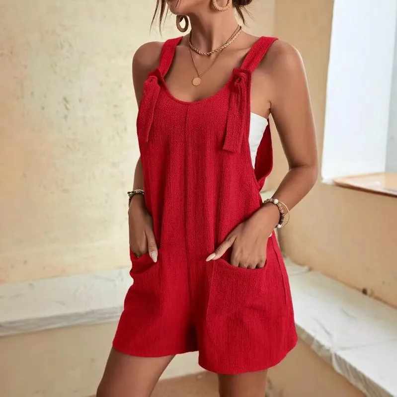 Casual Fashion  Style Style Suspenders Pants Street Style High Waist Loose Five-Point Shorts