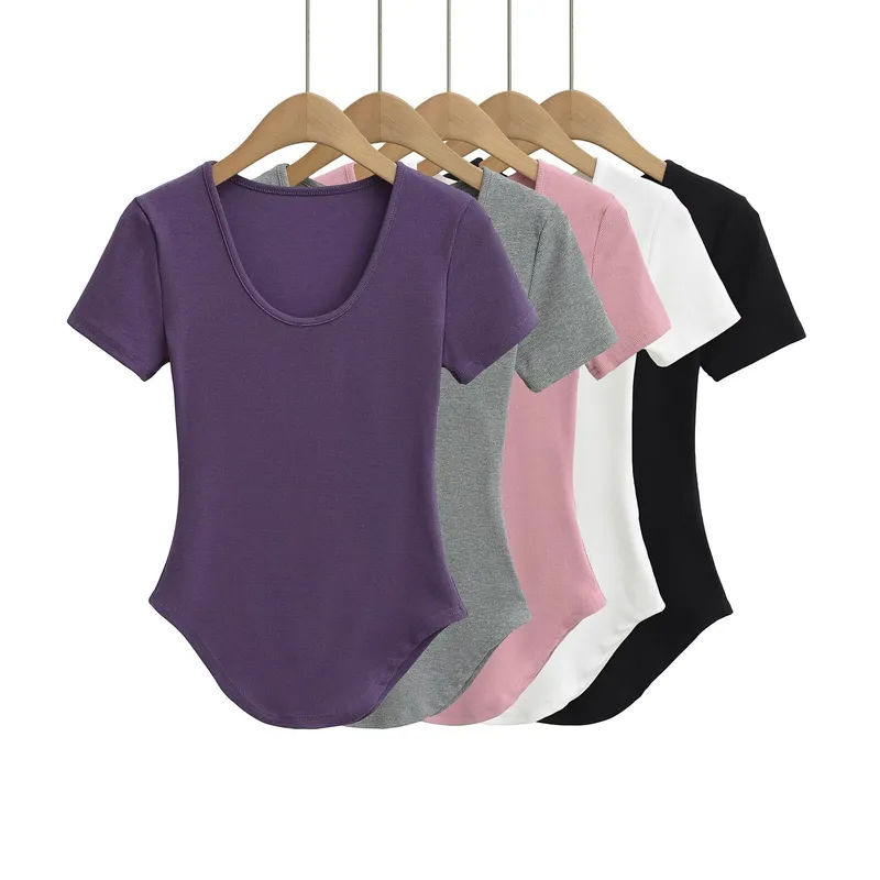Women's Clothing Hot Sale At  Sexy Hot Girl Style U-Neck Ant Waist Short Sleeve T-shirt