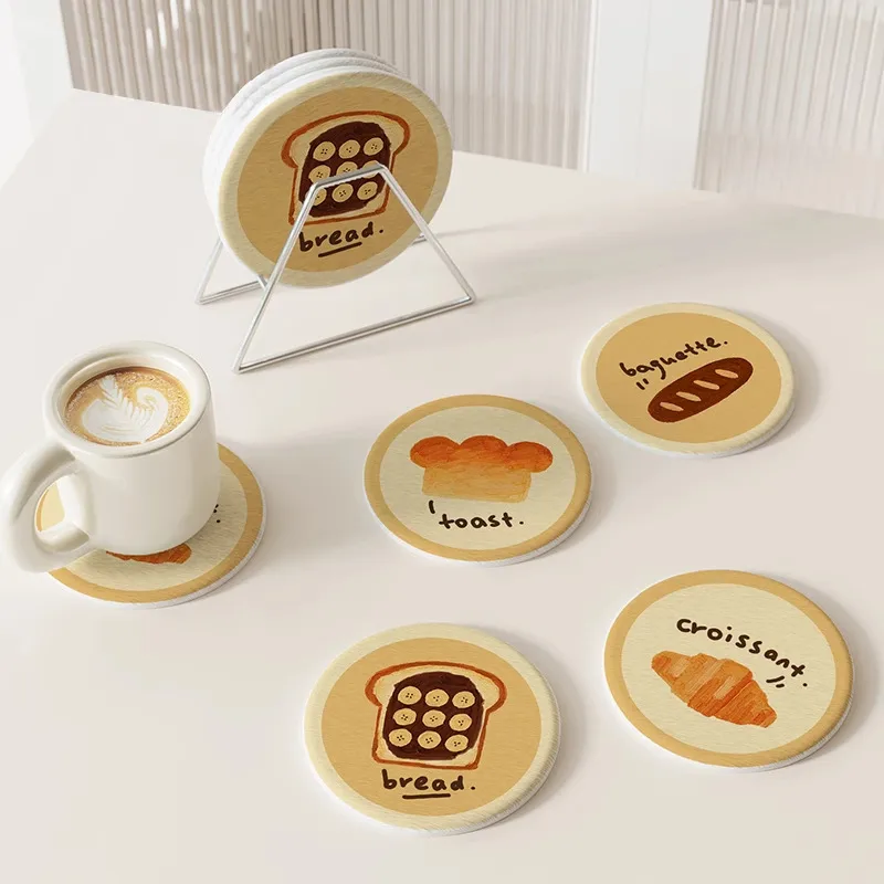Cartoon Office Coffee Cup Mat Desktop Storage Pad Round Water Cup Mat Diatom Mud Absorbent Pad Quick-Drying Table Top