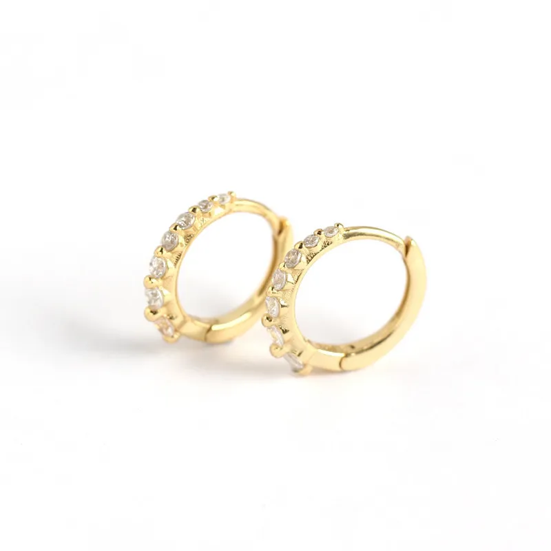 Yhe0250 New S925 Sterling Silver Minimalist Row Of Diamond Design Earrings